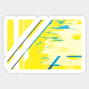 Bamboo grove in Neon Blue and Canary Yellow Sticker